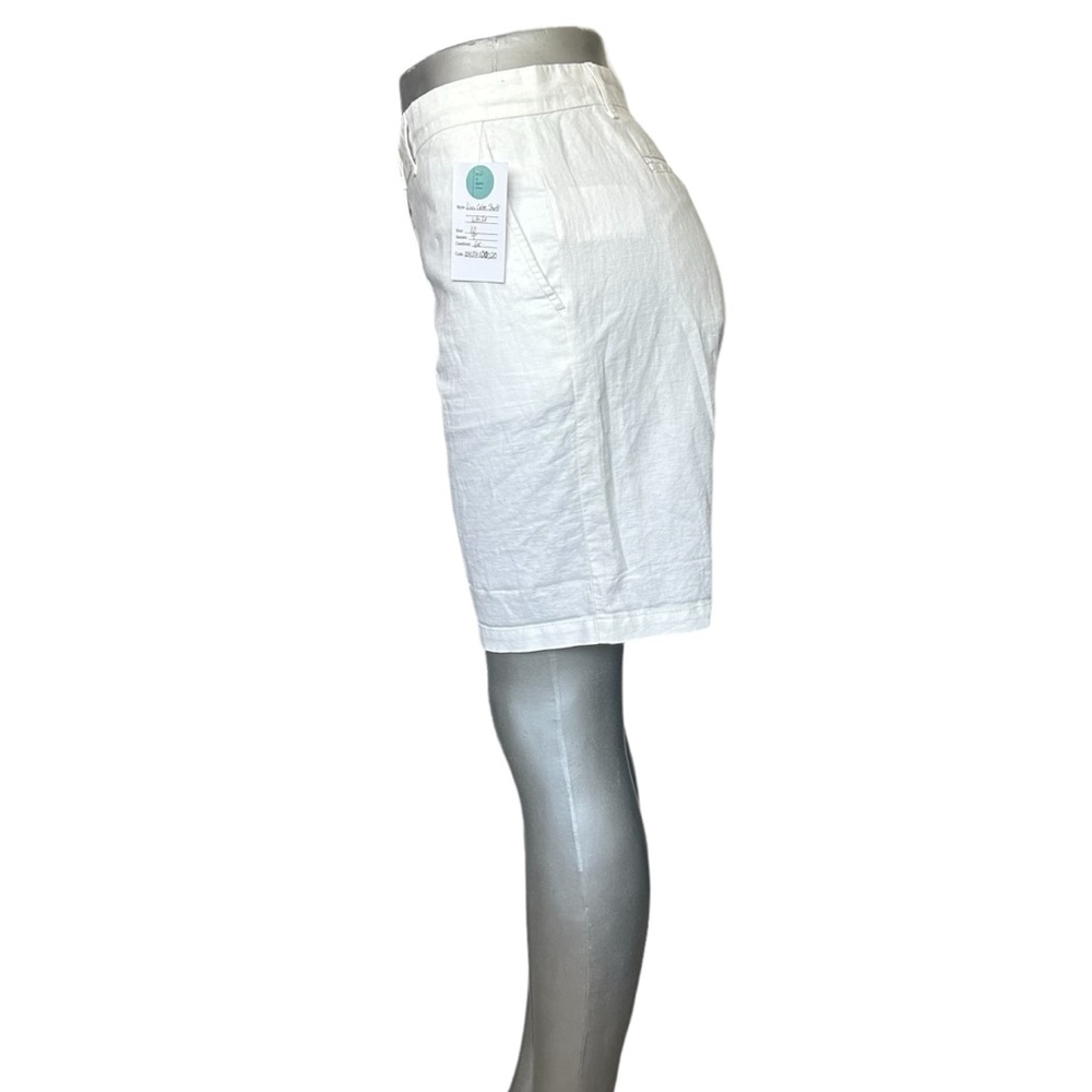 Linen Blend Long Bermuda Shorts White Size 10